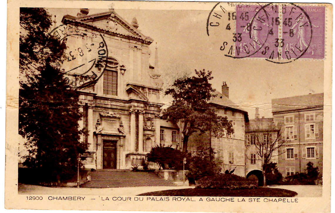 1 SEMEUSE 45C PAIRE AU VERSO CARTE + RECTO PAIX 1FRX3 EXPRES CHAMBERY 4.8.1933 POUR ITALIE AU TARIF