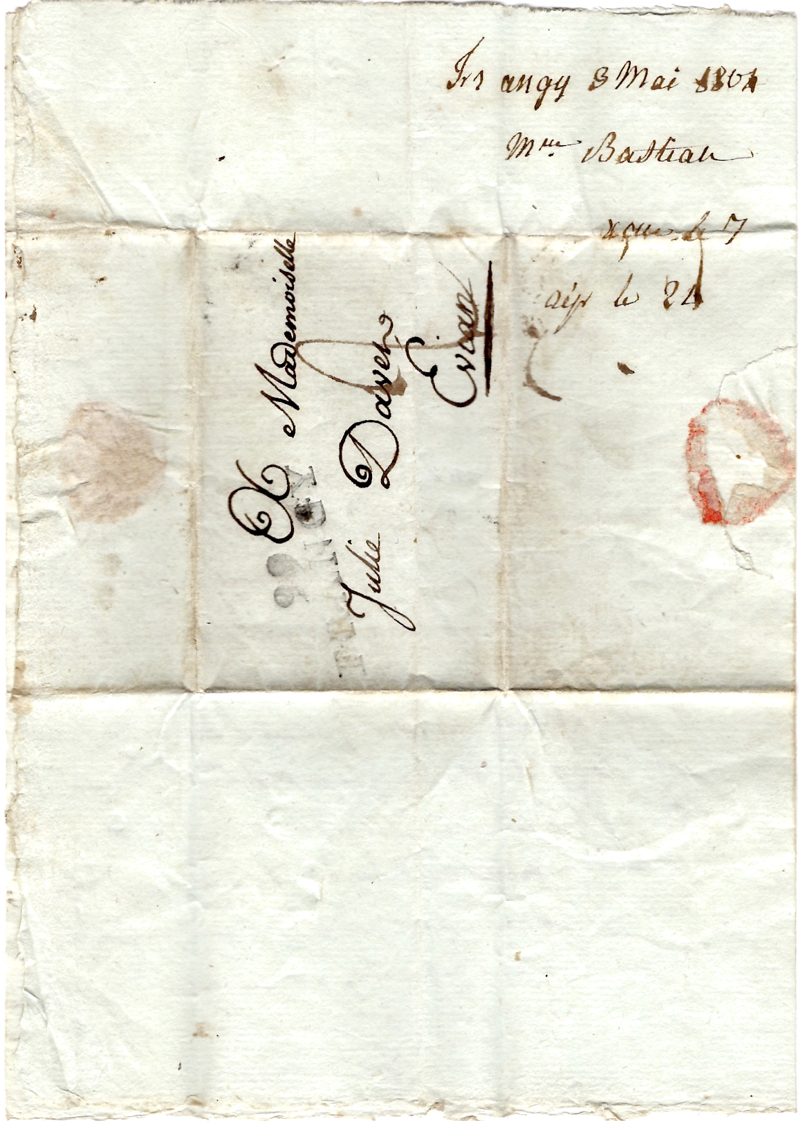 3 MARQUE CONQUIS LEMAN 99 FRANGY 3 MAI 1804 LETTRE POUR EVIAN