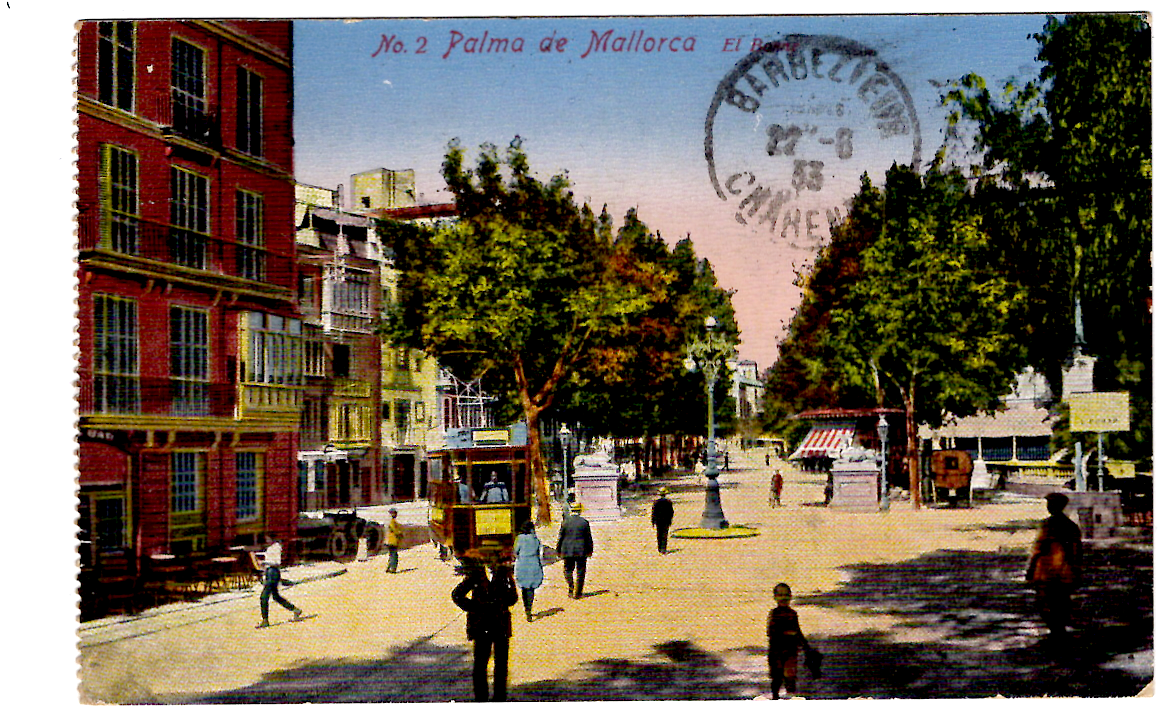 1 N° 190 CARTE ESPANA PALMA DE MALLORCA CACHET PERLE CUIRASSE LORRAINE 1933