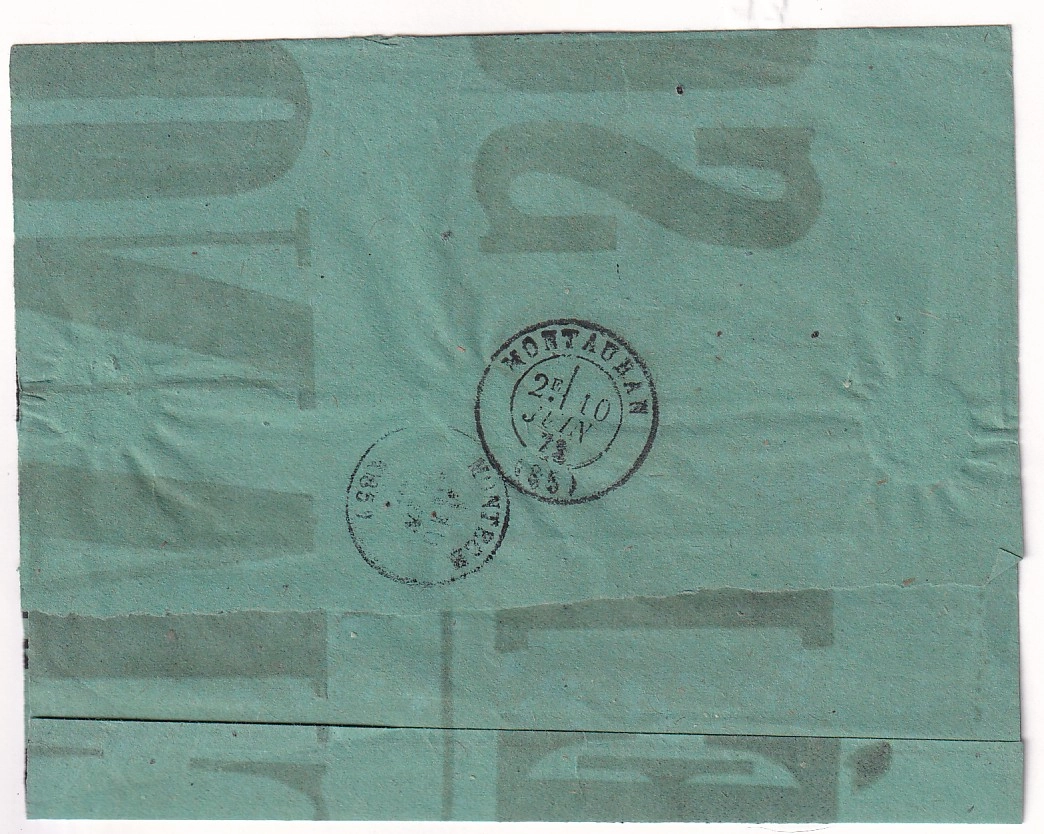 1 N°47 GC 345 CAD TYPE 24 LA BASTIDE ST PIERRE TARN ET GARONNE TARIF PAPIERS AFFAIRES POUR MONTECH 1872