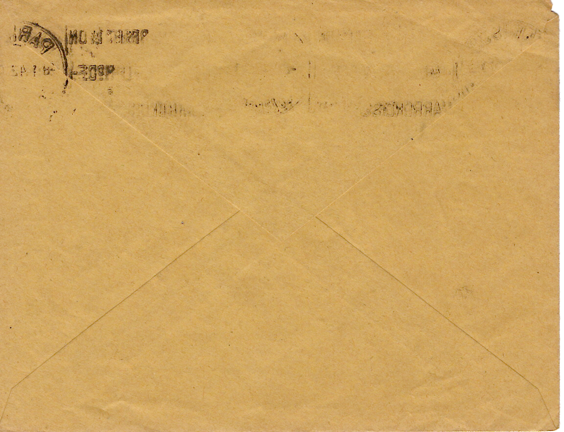 1 PETAIN 1FR PAIRE 1 COUPE EN 2 LETTRE MEC PARIS 30 8.1.1942 AU TARIF 1FR50 DU 5.1.42