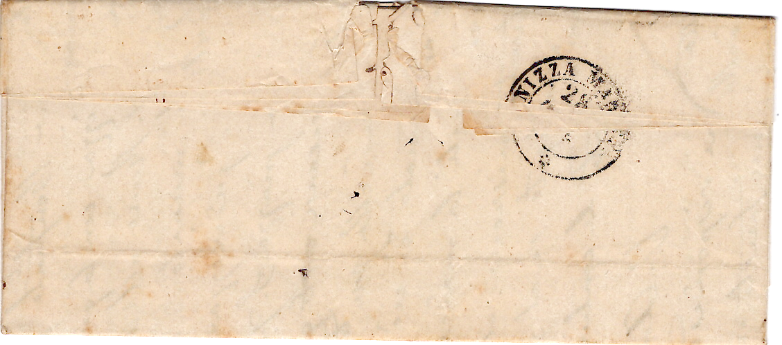 1 ITALIA SARDEGNA 20C  BELLES MARGES LETTERE LETTRE SAN REMO 27 0TT 1855