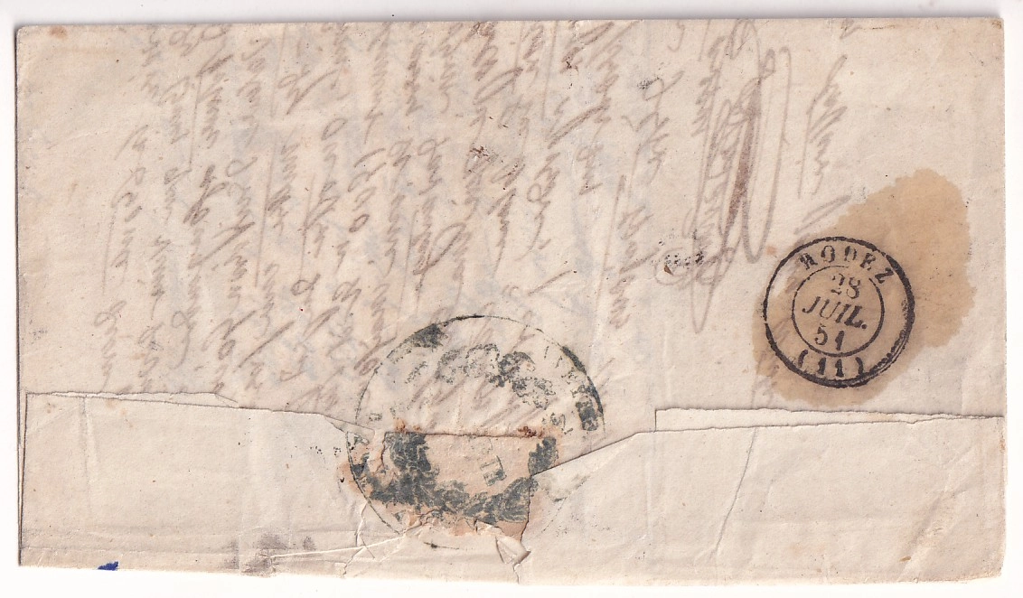 1 N°4 PAIRE CURSIVE 11 REQUISTA AVEYRON POUR RODEZ CAD TYPE 15 CASSAGNES BECONNES DOUBLE PORT