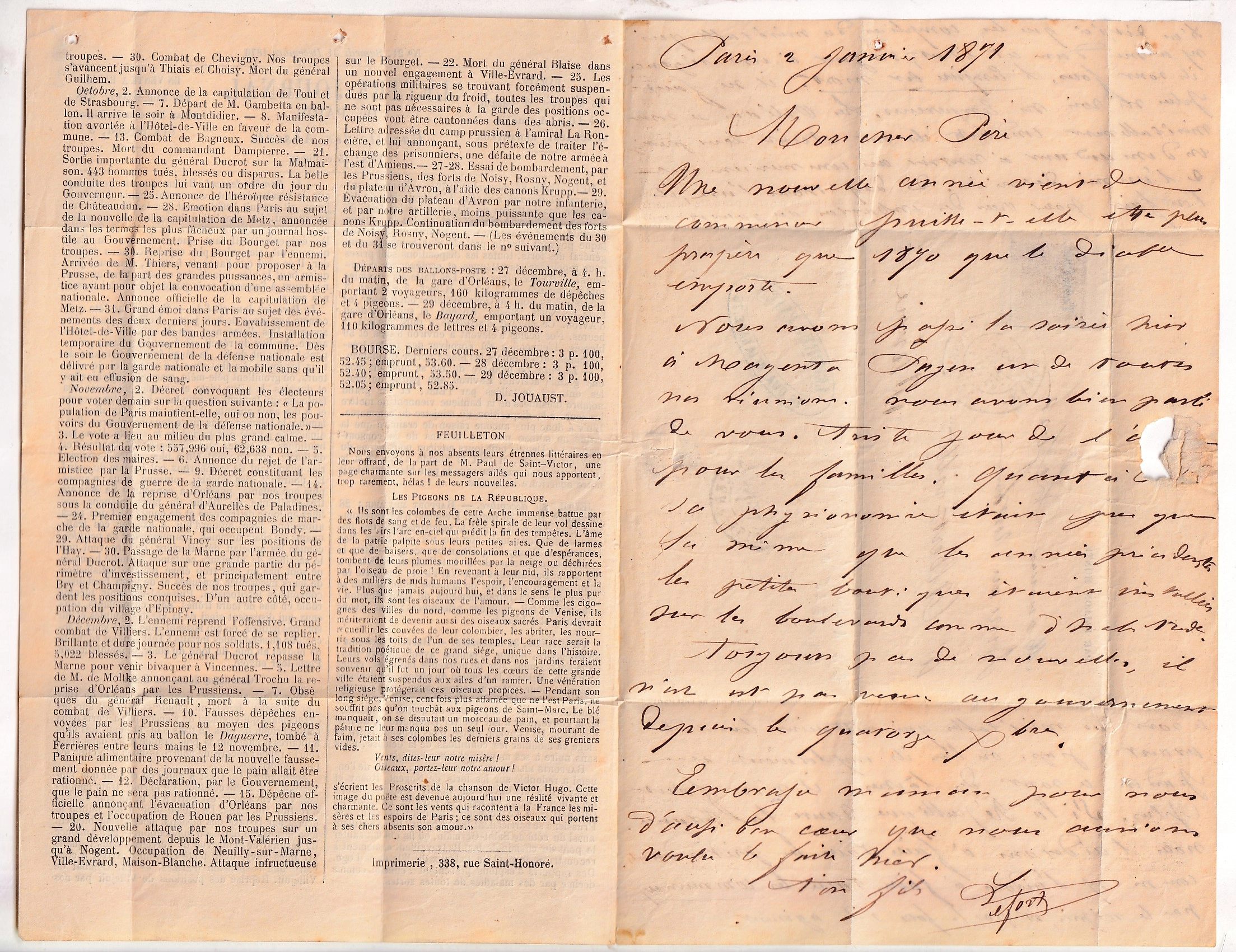 3 BALLON MONTE LE DUQUESNE N°29 PARIS GARE D'IVRY 8.01.1971 GAZETTE DES ABSENTS N°21 POUR ALBERTVILLE SAVOIE BEAU TEXTE ARRIVE 21 JANVIER 1871
