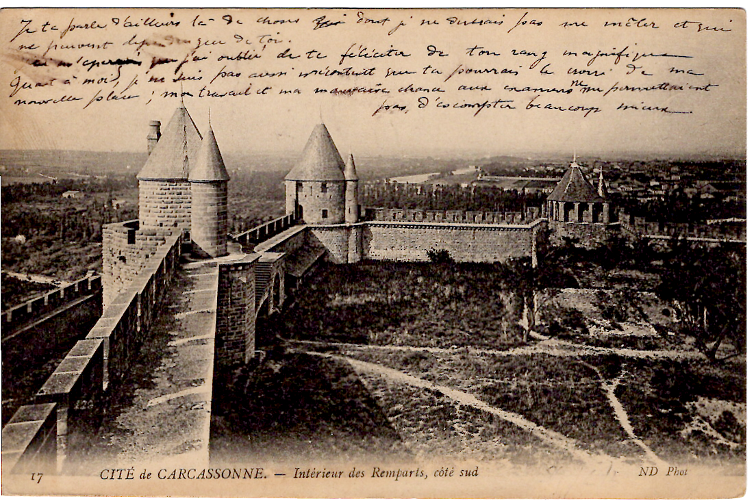 1 BLANC 5C PAIRE CARNET 1BIS CARTE CARCASSONNE 1907 POUR MOSCOU RUSSIE RUSSIA