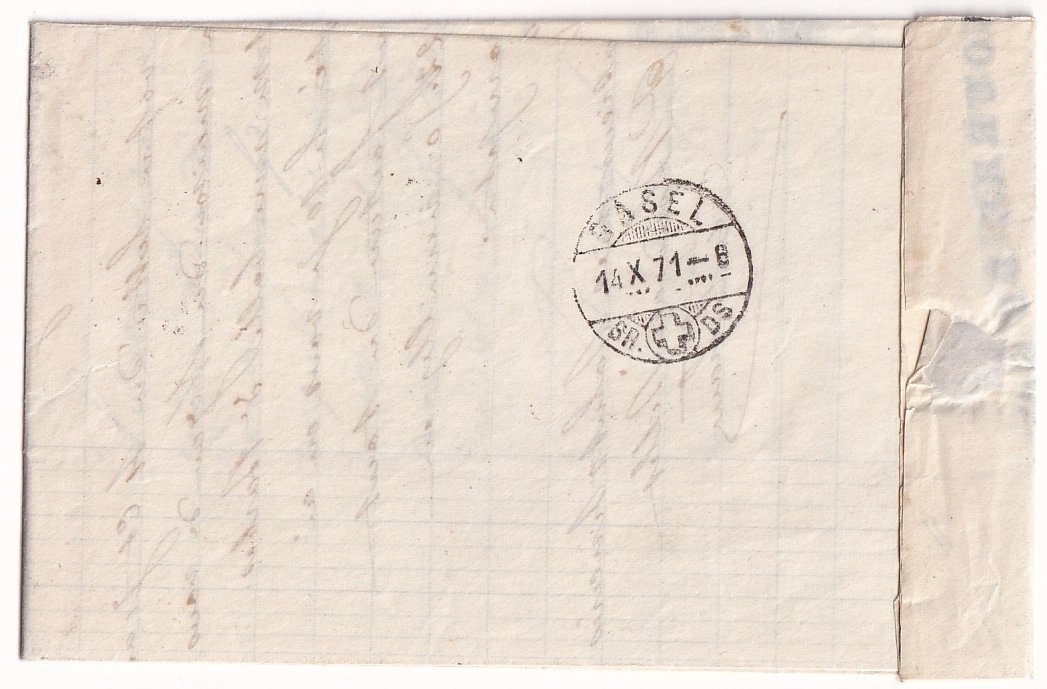 1 RARE COMBINAISON N°36 + 60 GC 2046D LILLE Qier ST MARTIN POUR BALE SUISSE 5C EN TROP SUPERFETATOIRE 12 OCT 1871