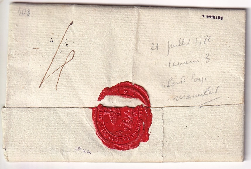 1 MARQUE PORT PAYE LENAIN N°3 + 6 ARPAJON SEINE ET OISE POUR PARIS 1782 INDICE 19