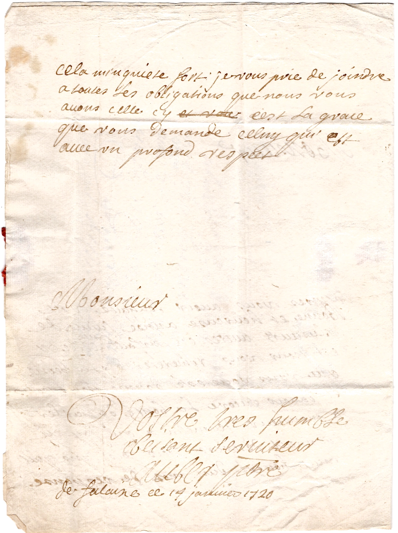 3 CALVADOS LETTRE  FALAISE 1720 + PORT PAYE MANUSCRITE POUR PARIS COTE 600€