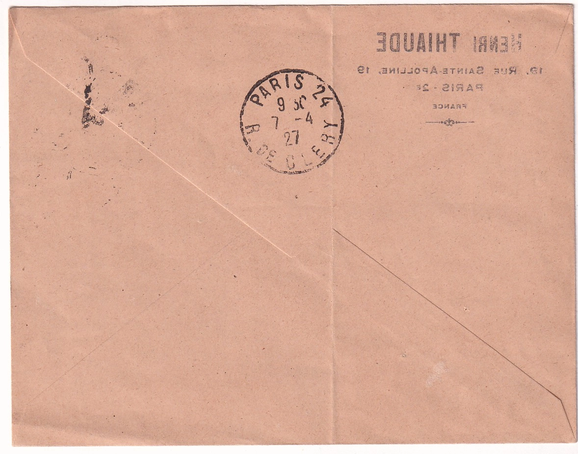 1 N°188A MINERALINE SEUL SUR LETTRE TARIF IMPRIME PARIS 1927 + TAXE 30C POSTE RESTANTE RARETE