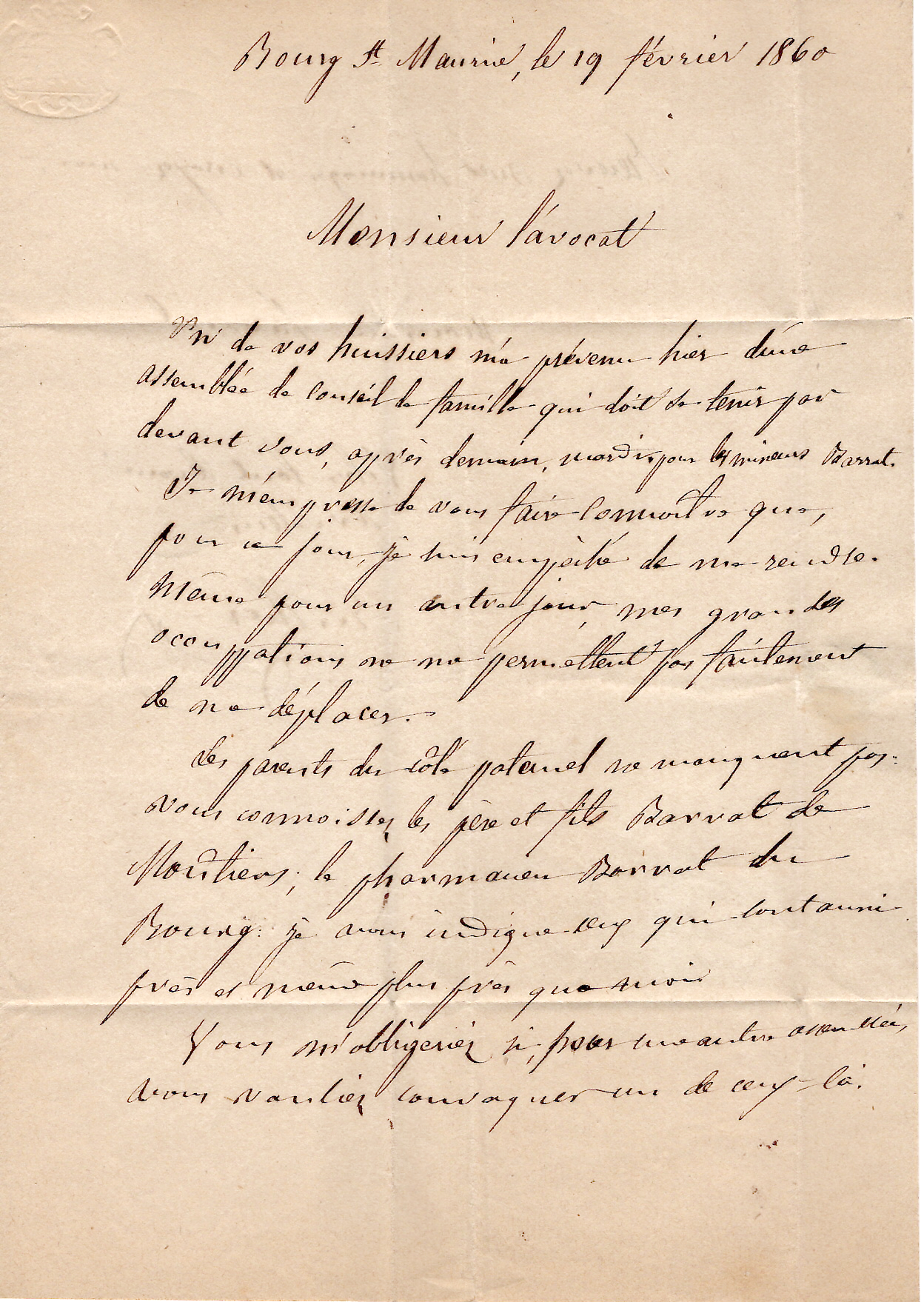 2 SARDE 20C BELLES MARGES BOURG ST MAURICE 19 FEV 1860 LETTRE AIME SAVOIE