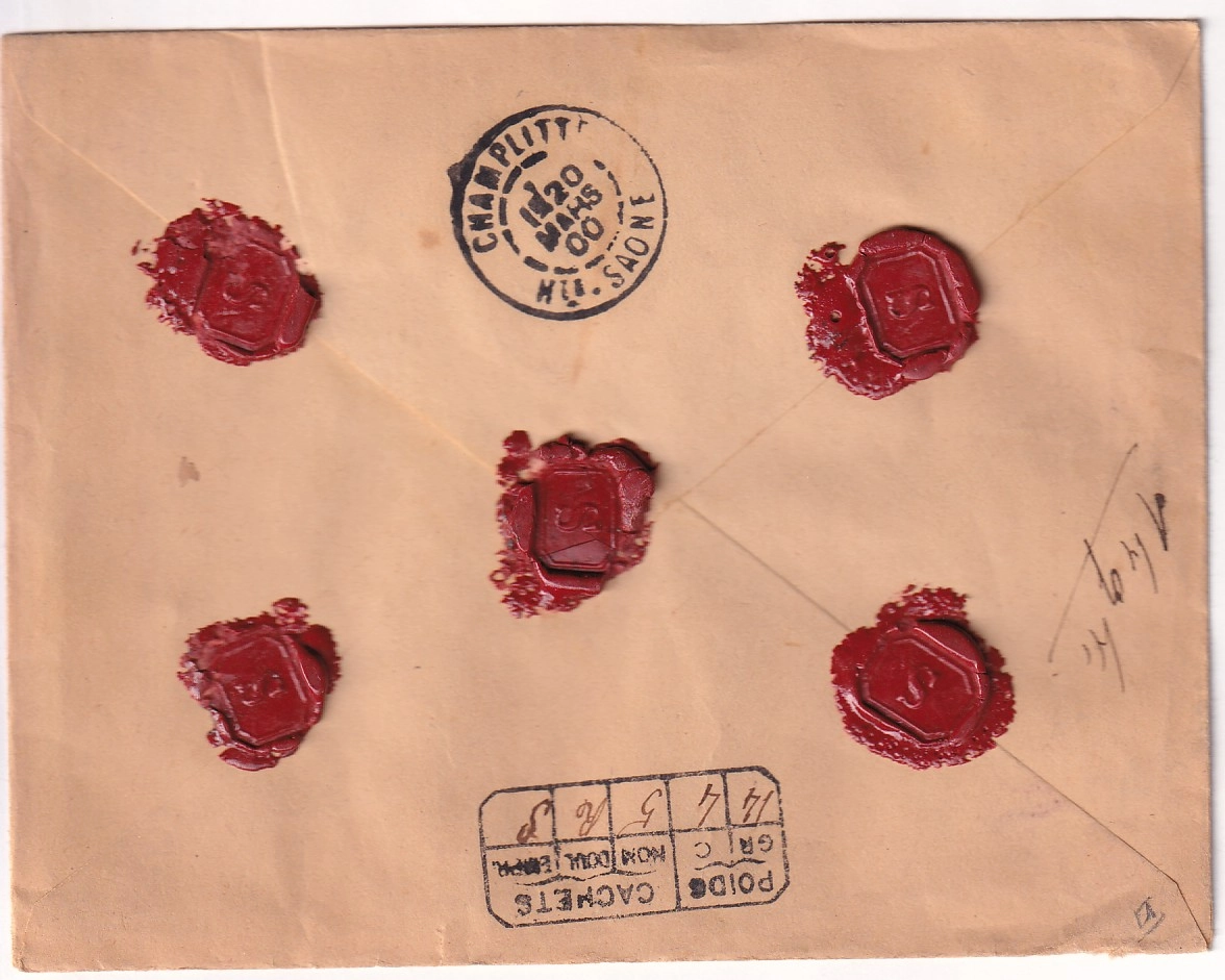 1 N°98 CAD TYPE FB84 FACTEUR BOITIER COIFFY LE BAS HAUTE MARNE LETTRE CHARGE POUR CHAMPLITTE 1900