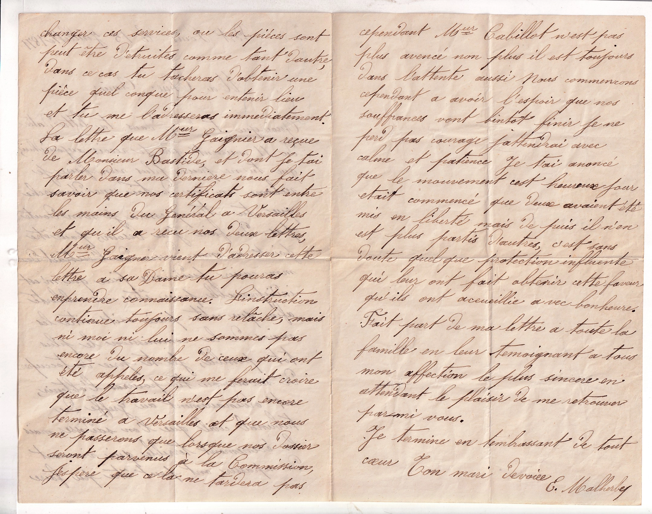 3 LETTRE D'UN DETENU  A LA CITADELLE DE PORT LOUIS MORBIHAN N°28 PAIRE GC 2988 POUR PARIS 15 JUILLET 1871 AVEC TRANSCRIPTION DU TEXTE COMMUNE DE PARIS