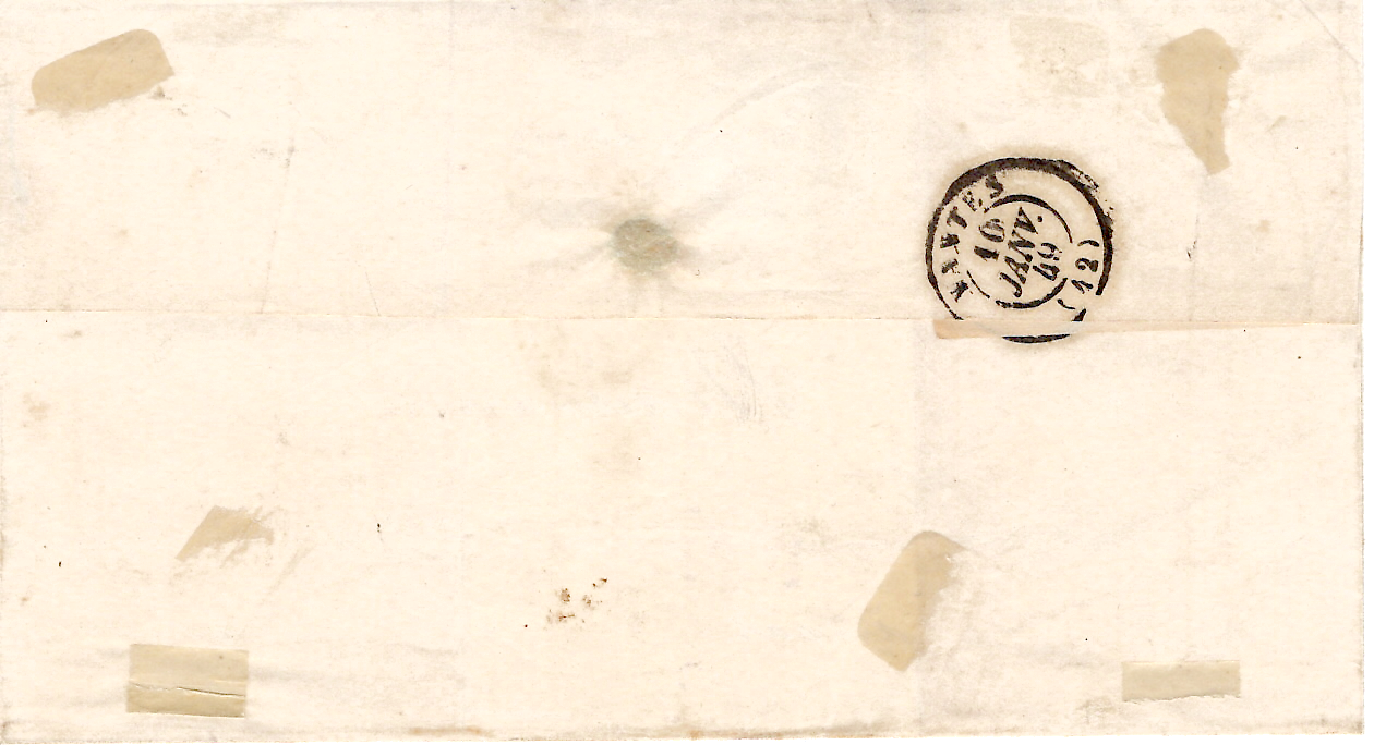 1 N° 3X2 LETTRE TYPE 15 NANTES 10 JANV 1849 EN ARRIVEE LETTRE DE BREST 9 JANV 1849