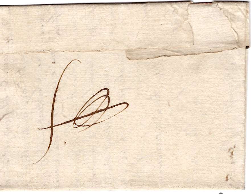 1 RHONE MARQUE DE LYON + ORNE LETTRE 1773 POUR MONTLUEL AIN + F DE FRANC COTE 2550€