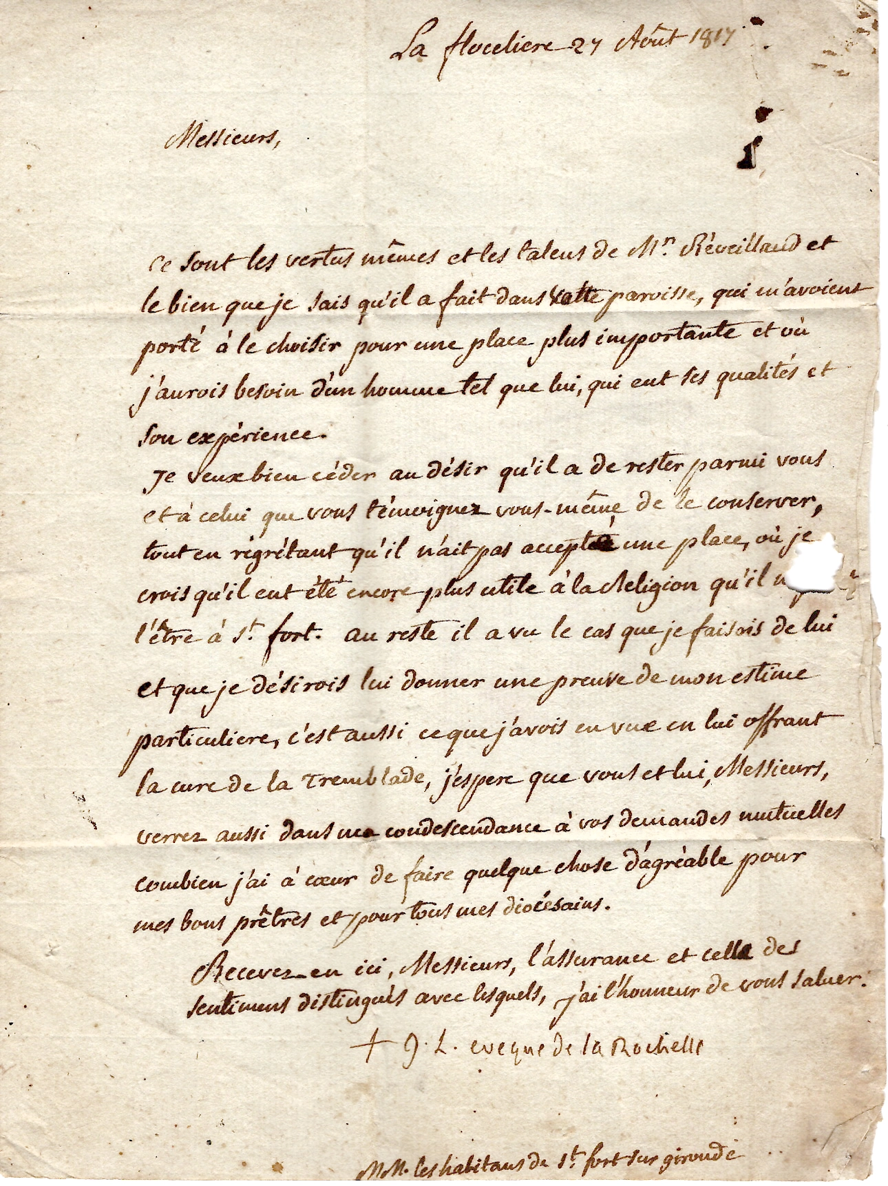 2 CHARENTE INFERIEURE MARQUE DEB 16 ST JEAN D'ANGELY 1817 LETTRE 79 POUSSAUGE VENDEE