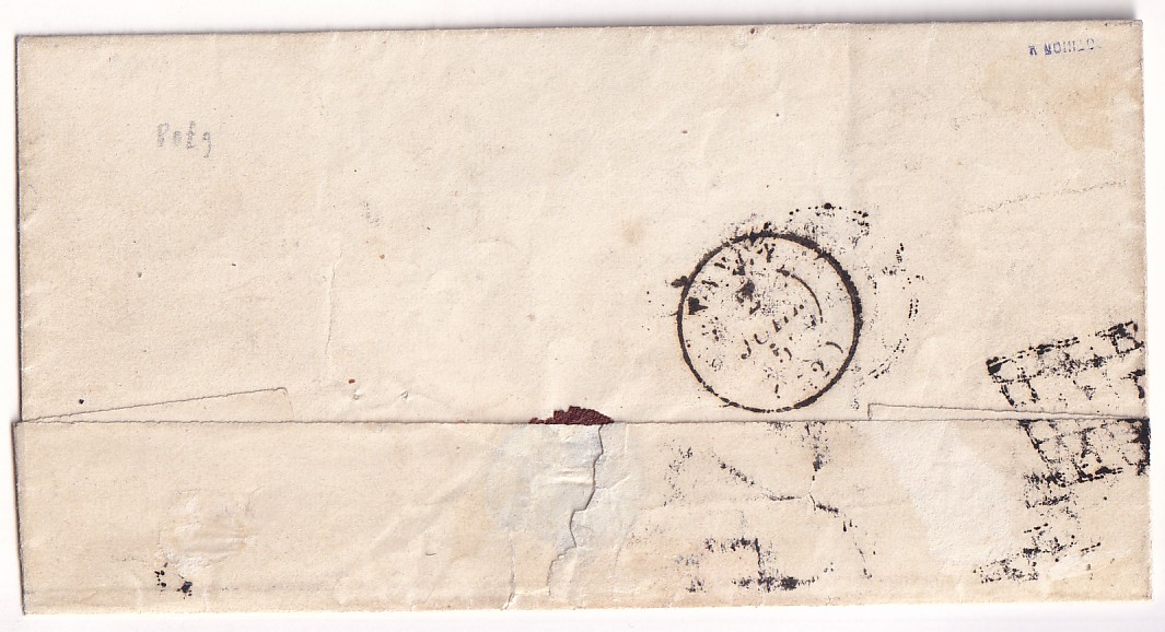 1 N°4 GRILLE PARIS BUREAU AS DU 1ER JUILLET 1850 PREMIER JOUR DU TARIF A 25C POUR NANCY MEURTHE ET MOSELLE