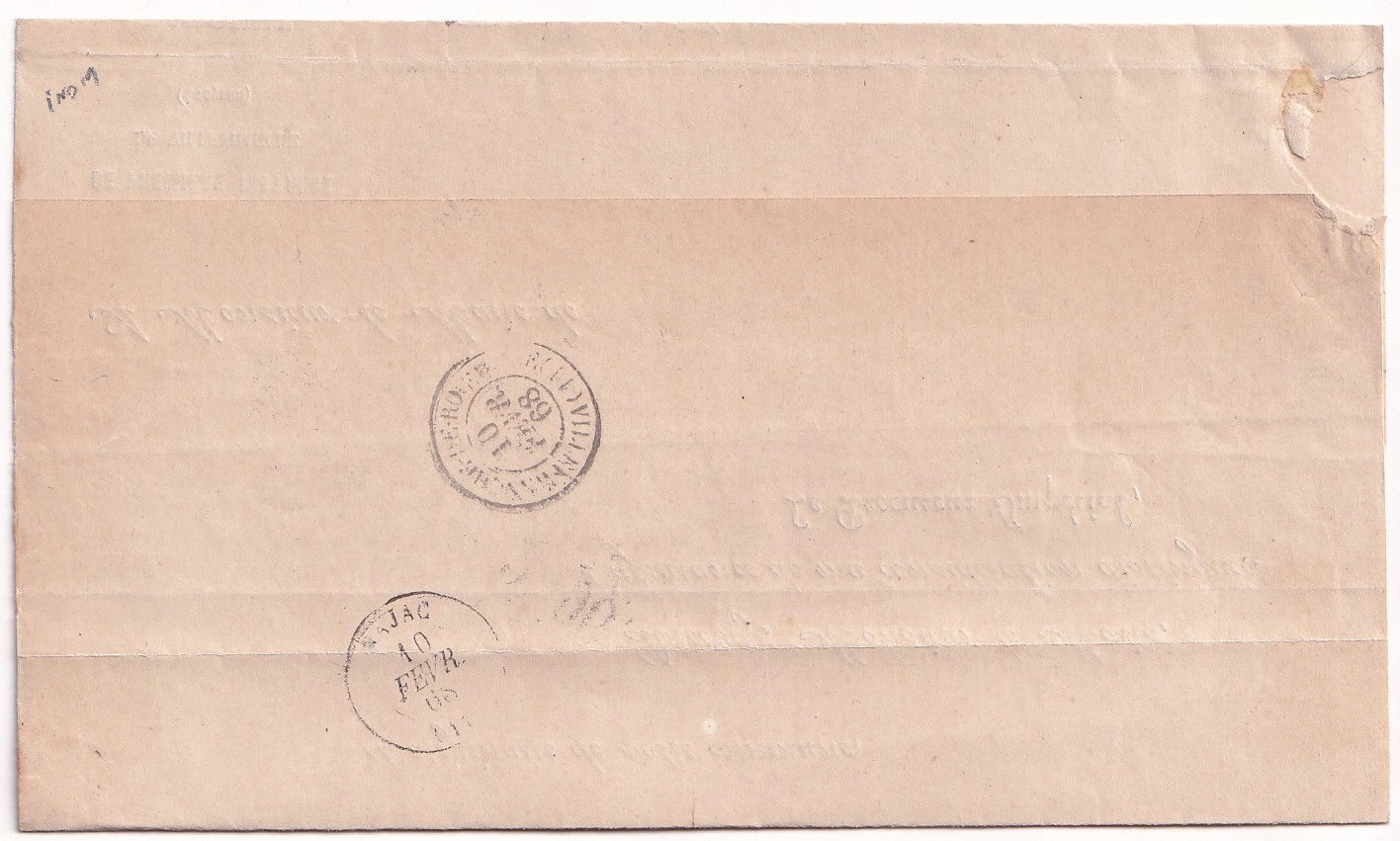1 APRES LE DEPART SPECIAL N°2596 NAJAC AVEYRON BOITE RURALE E MONTEIL POUR VILLEFRANCHE 1868