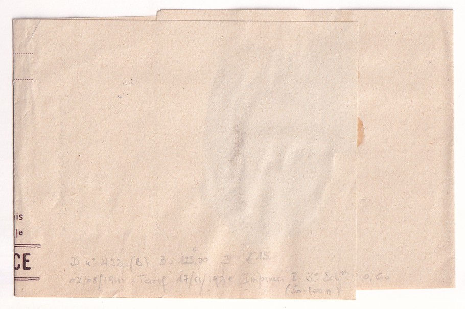1 N°415 SEUL SUR BANDE DE JOURNAL TARIF IMPRIME 3EME ECHELON PARIS POUR PARIS 1941
