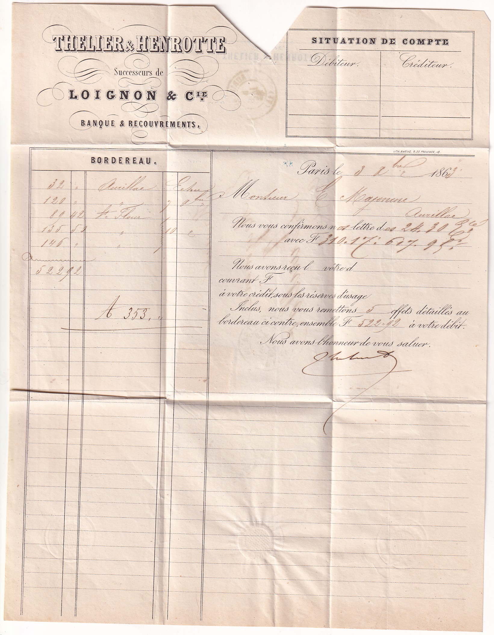 2 N°23 PARIS ETOILE PLEINE CACHET TAXE 30C PARIS PL DE LA BOURSE POUR AURILLAC CANTAL 1863 ERREUR