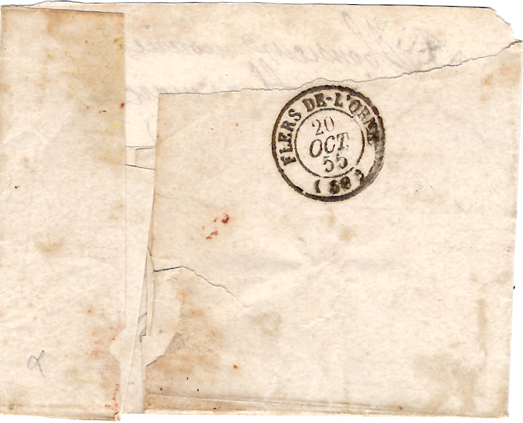 1 N° 14 PC THURY HARCOURT CALVADOS 19 OCT 1855 LETTRE CHARGE D'OFFICE TAXE 30DT