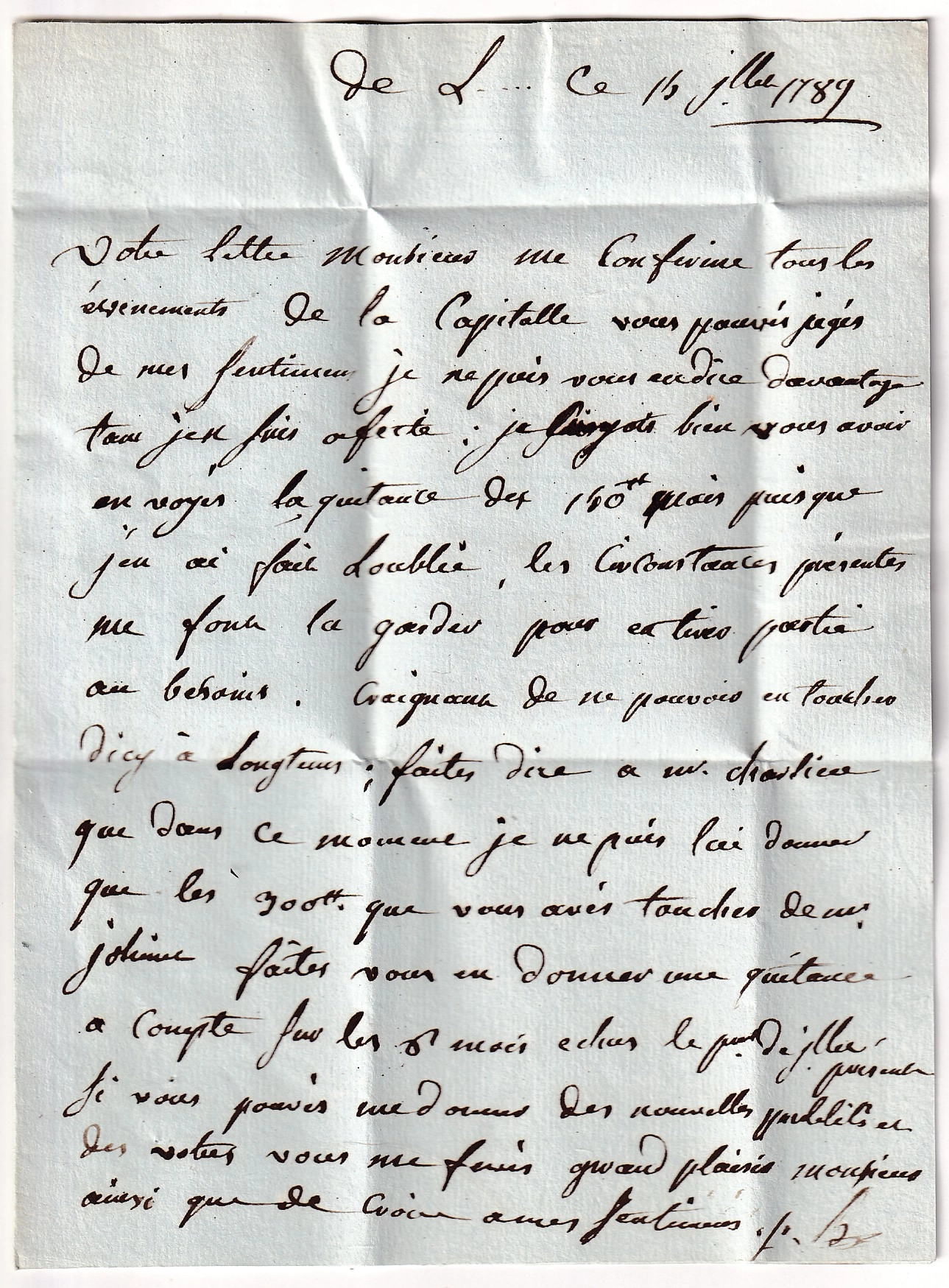 1 MARQUE MANUSCRIT LINAS SEINE ET OISE 1789 LENAIN N°2 POUR PARIS INDICE 20