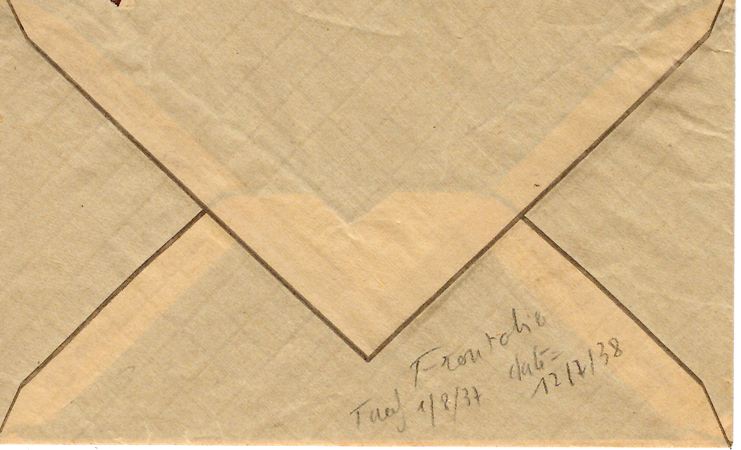 1 PAIX 1FR ROSE N° 369 SEUL LETTRE ESCAUDAIN 12.7.38 NORD POUR HAINAUT BELGIQUE TARIF FRONTALIER