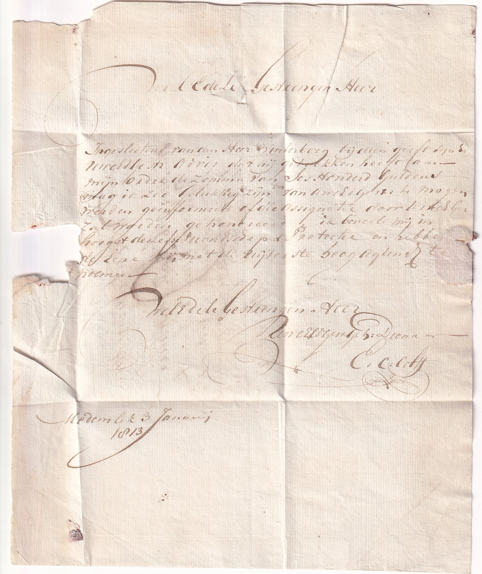 1 MARQUE CONQUIS 118 MEDENBLICK 1813 PAYS BAS POUR ALKMAAR NEDERLAND