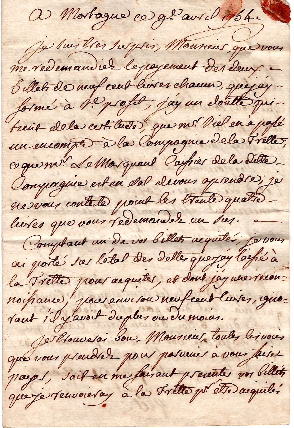 2 ORNE MARQUE MORTAGNE 1754 LETTRE POUR VERNOUX COTE 600€