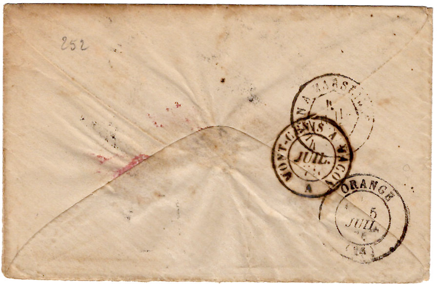 1 N° 60 GC 576 TYPE 17 LE BOURGET DU LAC 4 JUIL 1875 (88) SAVOIE PETITE ENVELOPPE  COTE 420€