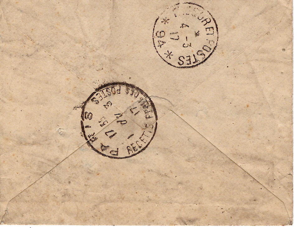 1 SEMEUSE 15CX2+10C PNEUMATIQUE PARIS 1917 POUR MILITAIRE SECTEUR 94 RARE