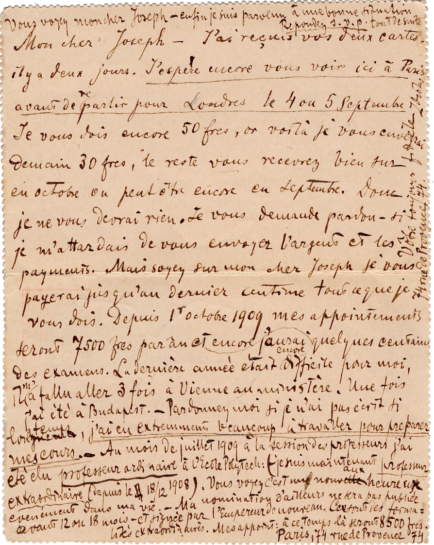1 SEMEUSE 10C CARTE LETTRE + 5C CACHET HEX PARIS 113 27.3.09 R DES ST PERES LEVEE EXCEPTIONNELLE