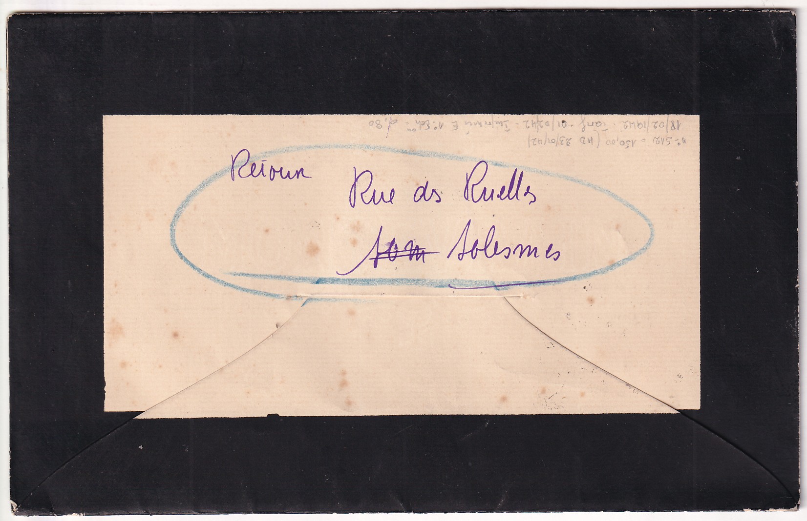1 N°512 SOLESMES NORD 1942 MENTION INADMIS POUR BRUXELLES BELGIQUE TARIF IMPRIME ETRANGER