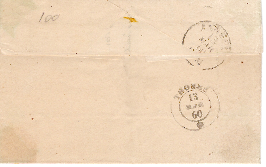 1 SARDE 20C LETTRE THONES 1860  ECRITE VILLARIN POUR ANNECY
