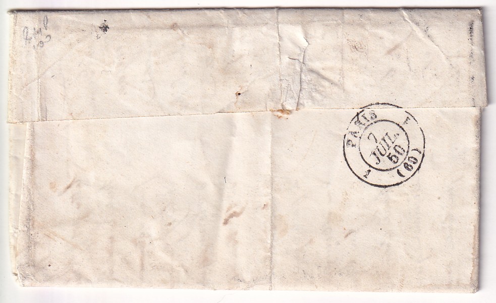 1 N°4 PAIRE GRILLE CAD TYPE 15 ARUDY BASSES PYRENEES 4 JUILLET 1850 POUR PARIS ASSEMBLEE NATIONALE