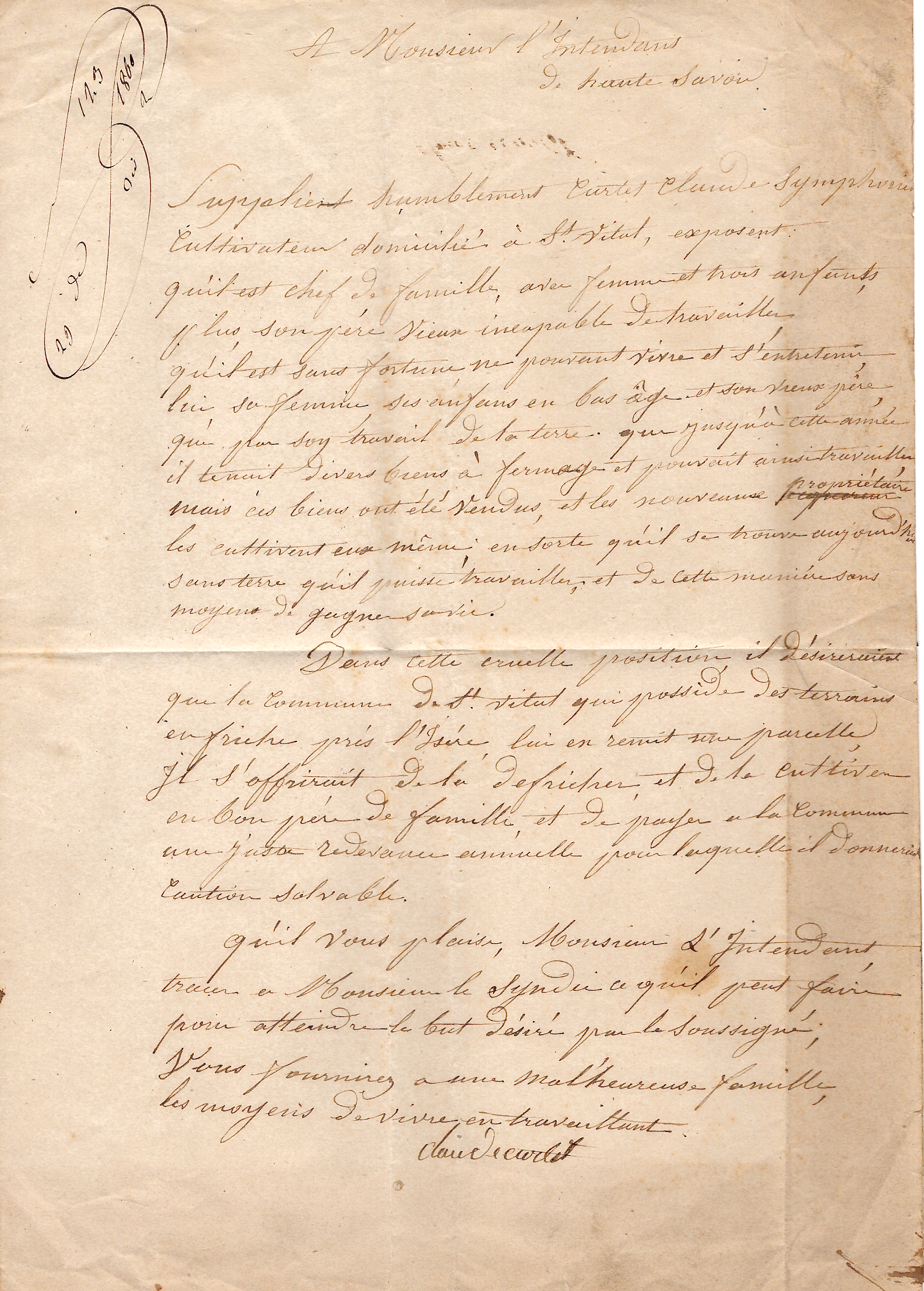 2 SARDE 20C INFIME PLI LETTRE GRESY 27 JANV 1860 BELLE FRAPPE BUREAU RARE