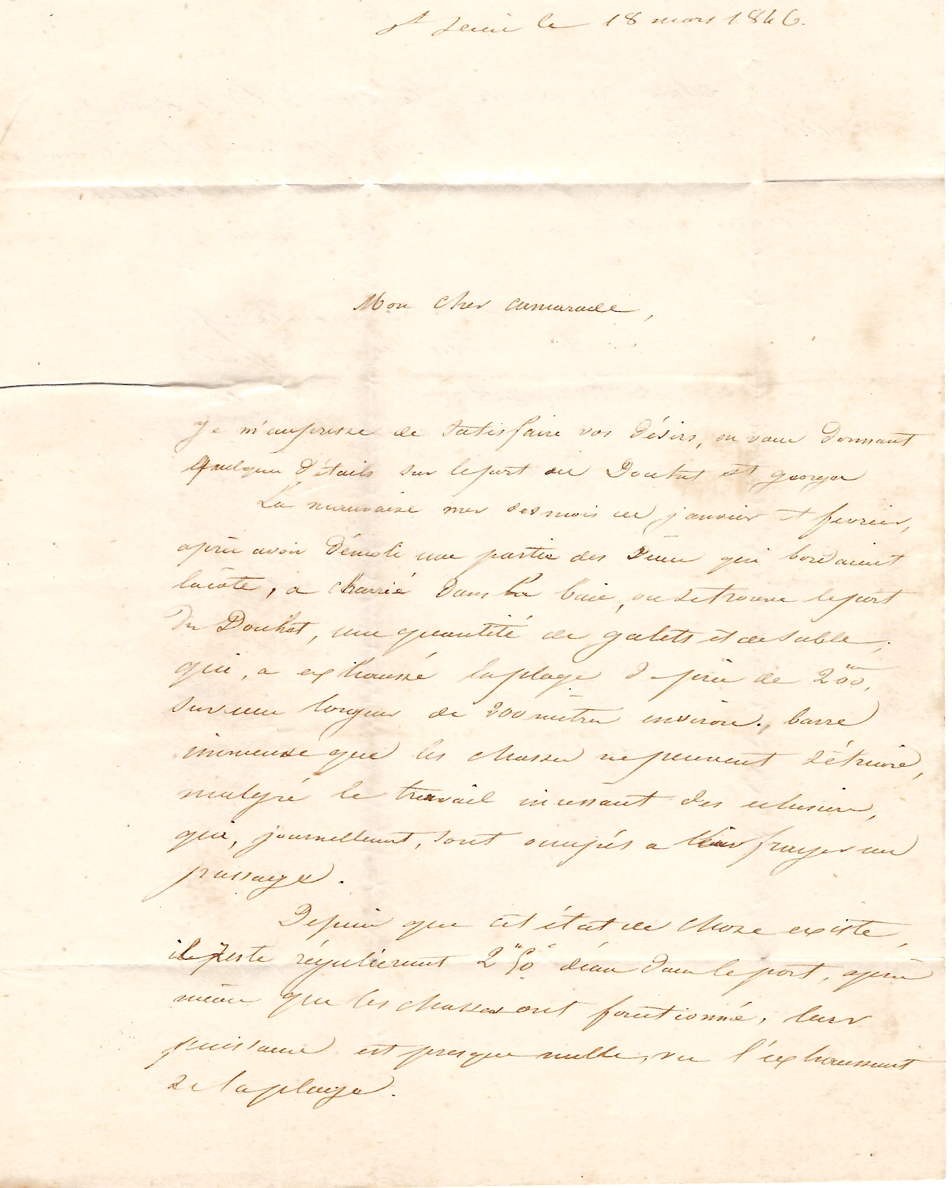 1 CHARENTE INFERIEURE CURSIVE 16 ST GEORGES D'OLERON 1846 LETTRE LA ROCHELLE COTE 240€