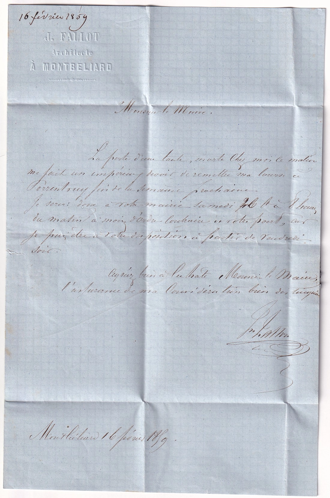 2 N°14 PC 2069 MONTBELIARD DOUBS TARIF FRONTALIER POUR PORENTRUY SUISSE SIGNE