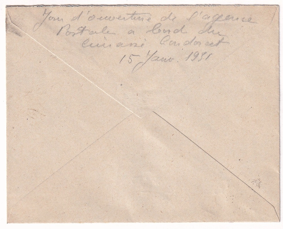 1 N°248 CUIRASSE CONDORCET 15.1.1931 MENTION AU DOS 1ER JOUR DU BUREAU POUR BELFORT SEUL SUR LETTRE
