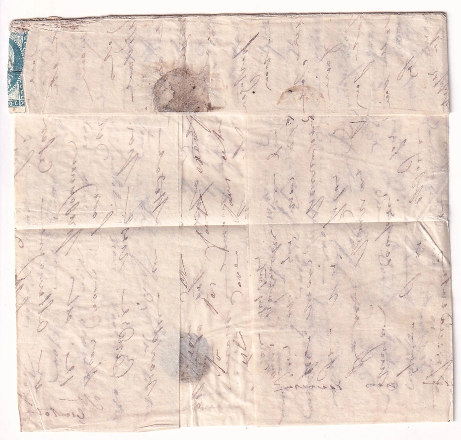 1 BOULE DE MOULINS N°32 + 44 PLIE AU DOS GC 1312 DOL DE BRETAGNE ILLE ET VILAINE 7 JANVIER 1871 POUR PARIS PASSY SANS CACHET ARRIVE