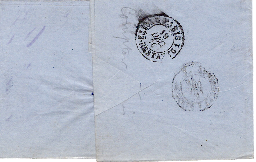 1 SIEGE 40C MIXTE SAGE 10C VERT N°65 LETTRE TYPE 16 ST DIE DES VOSGES 18 DEC 1876
