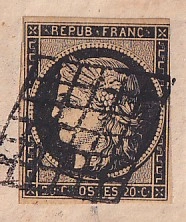 1 N°3 GRILLE +CURSIVE 85 PUY LA ROQUE TARN ET GARONNE 30 JUILLET 1849 POUR TOULOUSE HAUTE GARONNE