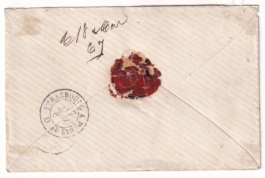 1 N°22 GC 1268 DANNEMARIE SUR SAULX BOITE MOBILE MEUSE POUR PARIS 1867 RARE INDICE 22