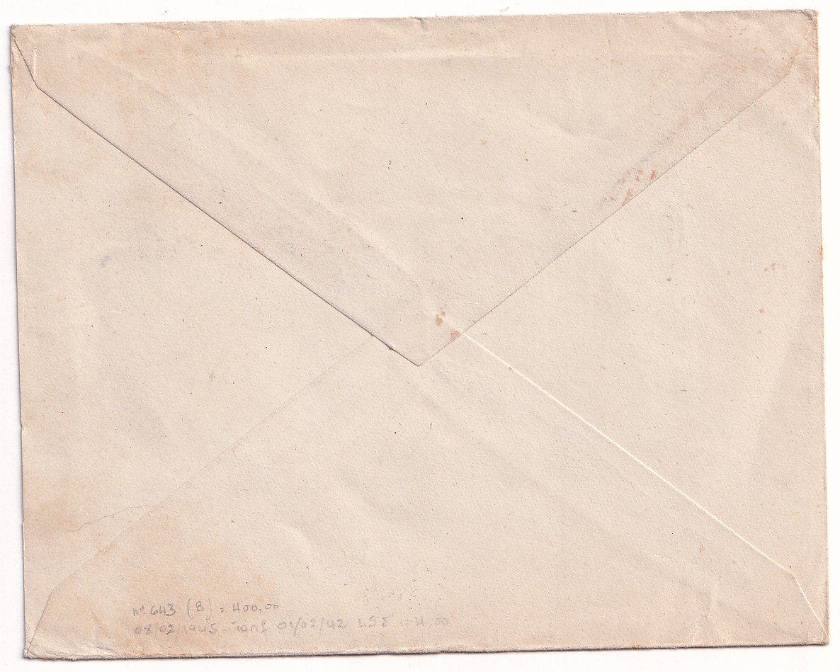1 N°643 SEUL SUR LETTRE 1945 POUR GENEVE SUISSE CROIX ROUGE