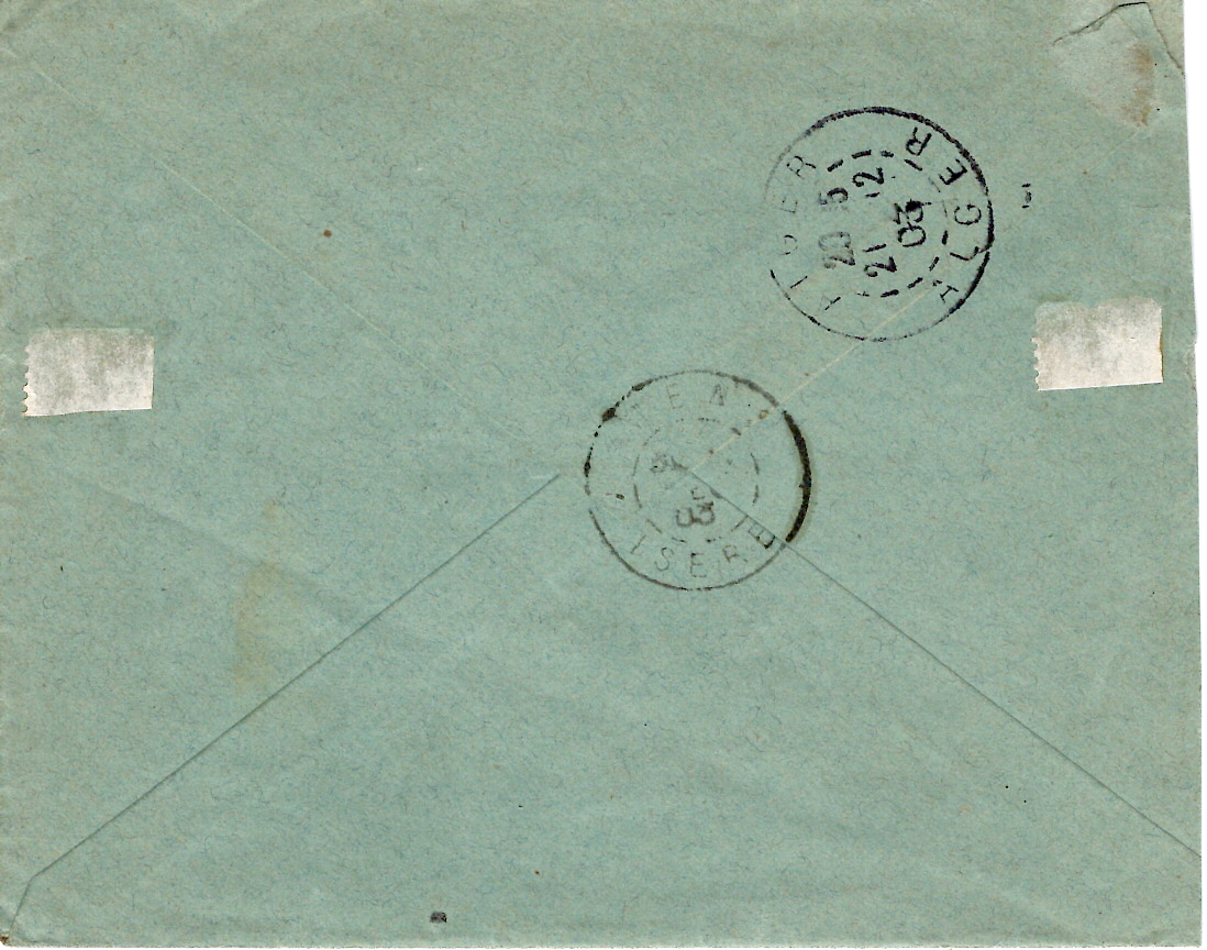 1 MOUCHON 15C LETTRE ENTETE AIN BESSEM ALGERIE CONVOYEUR BENI MANCOUR A ALGER 21 DEC 03