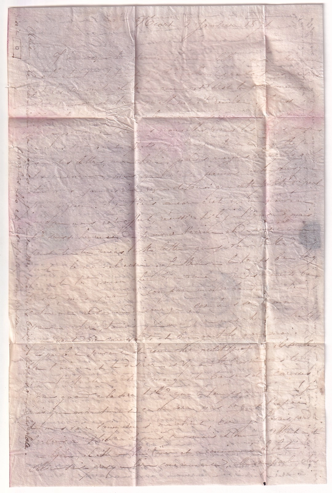 1 BOULE DE MOULINS SANS TIMBRE DEPART NIORT 3 JANVIER 1871 POUR PARIS ST DENIS