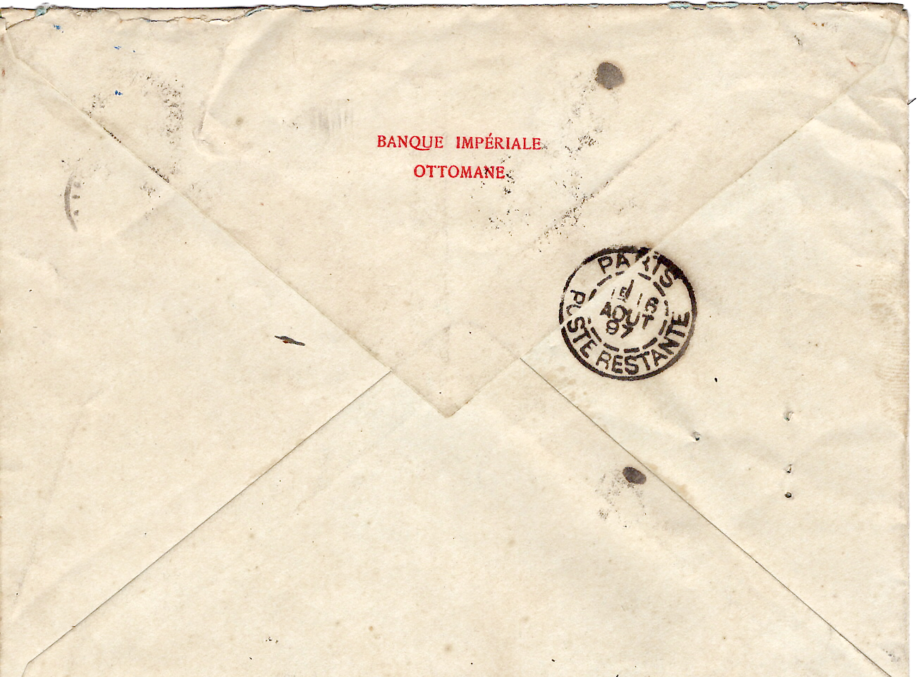 1 SAGE 2 PIASTRES 50C SEUL LETTRE COVER REC CONSTANTINOPLE GALATA 12 AOUT 1897 POUR PARIS