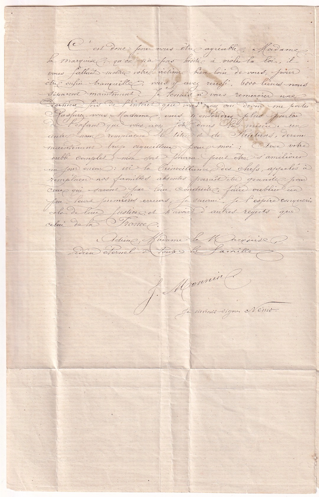 3 LETTRE AVEC GRIFFE LE COMMANDANT DU PENITENCIER DE L'ILE DE NOU NOUVELLE CALEDONNIE CAD NOUMEA 15 FEVRIER 1874 POUR LA MARQUISE DE FALLETANS JURA COMMUNE DE PARIS