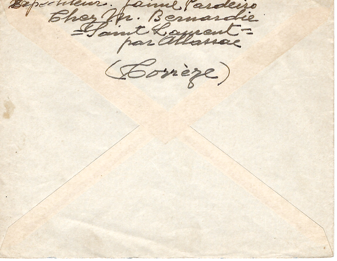 1 PAIX 90C F LETTRE ALLASSAC CORREZE 6.9.1940 POUR VICHY REFUGIEE ESPAGNOL