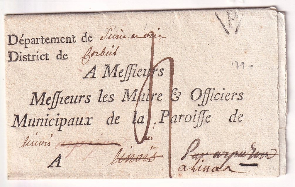 1 DEBOURSE MANUSCRIT ARPAJON SEINE ET OISE LENAIN N°5 1790 INDICE 20 BEAU TEXTE IMPRIME PARIS POUR LINOIS LINAS CORBEIL