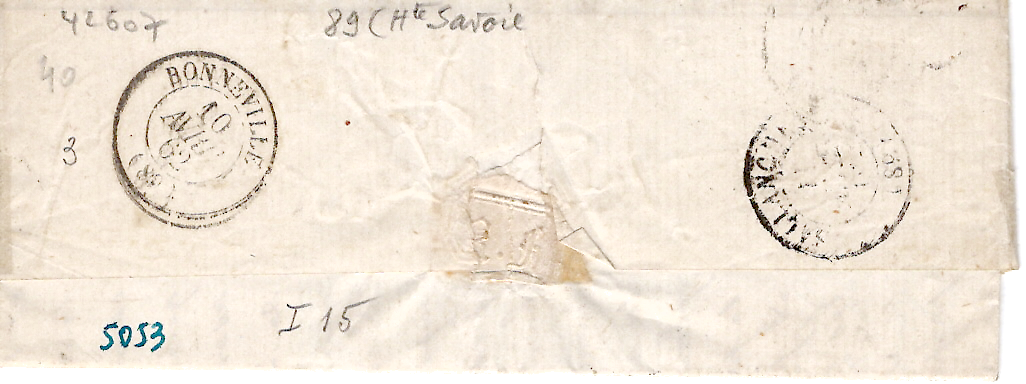 1 N° 14 PC 4229 TYPE 15 LA ROCHE 10 AVRIL  1862 POUR MEGEVE HAUTE SAVOIE